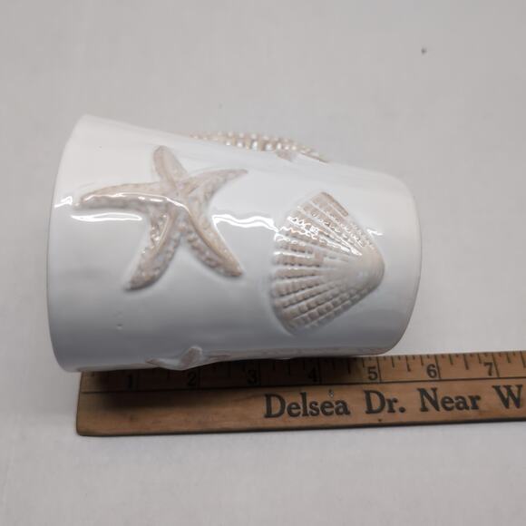 Pier 1 Imports Handpainted Earthenware Mug Seahorse Beach Sea Shell Nautical - Picture 7 of 8